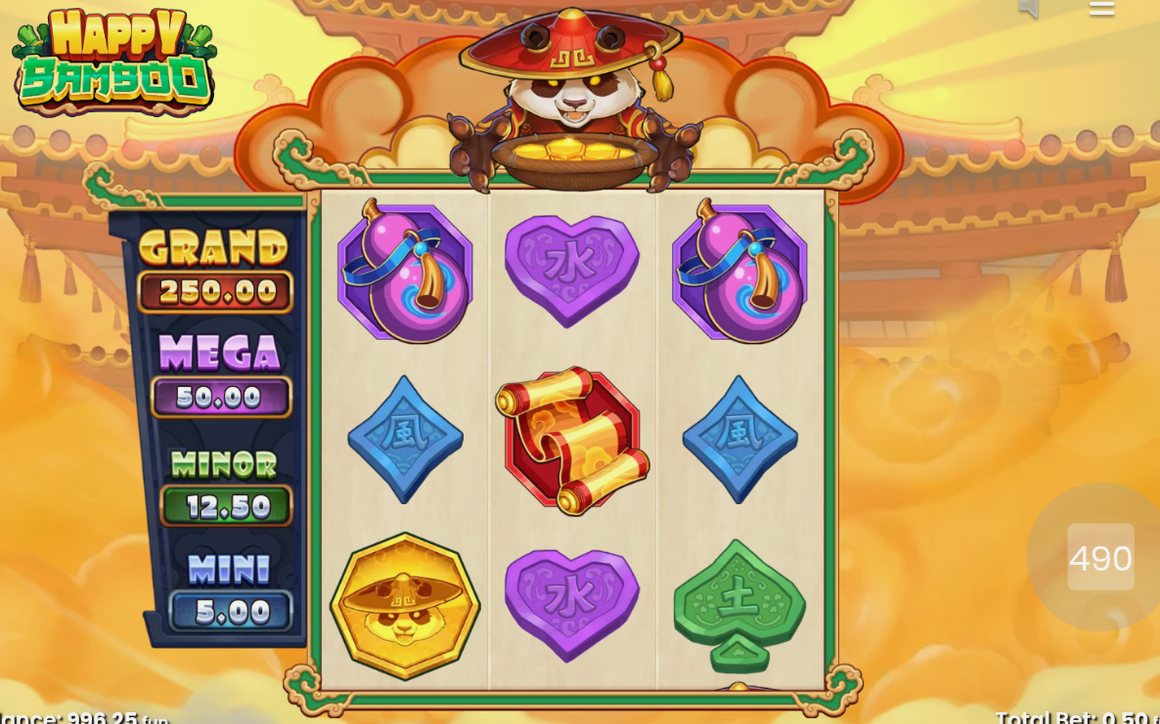 Base game grid with the five fixed paylines
